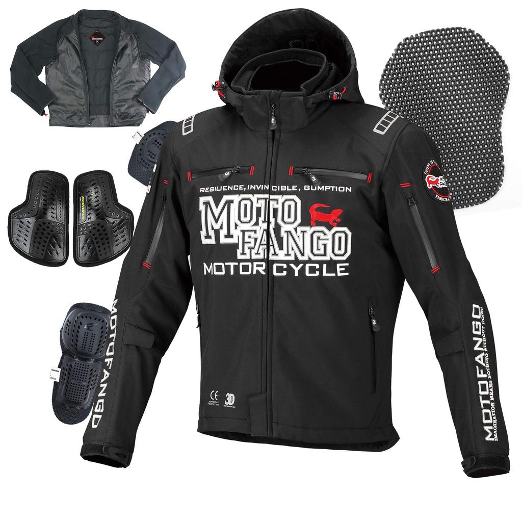KOMINE Motorcycle Soft Shell Winter Parka Black XL 1200 For Cold CE Stretch Windproof Protector MJ-005 Autumn, Winter, Spring, Protection, Standard,