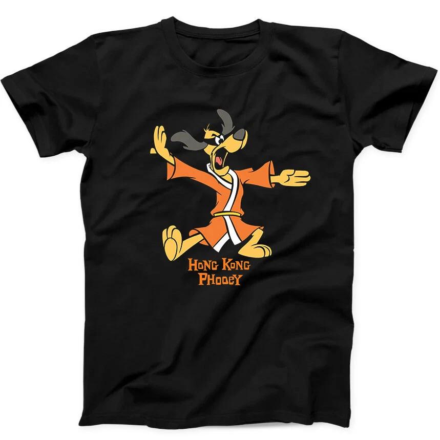 Hong Kong Phooey Funny Animation Cartoon Retro Gift Tee Black T Shirt 24