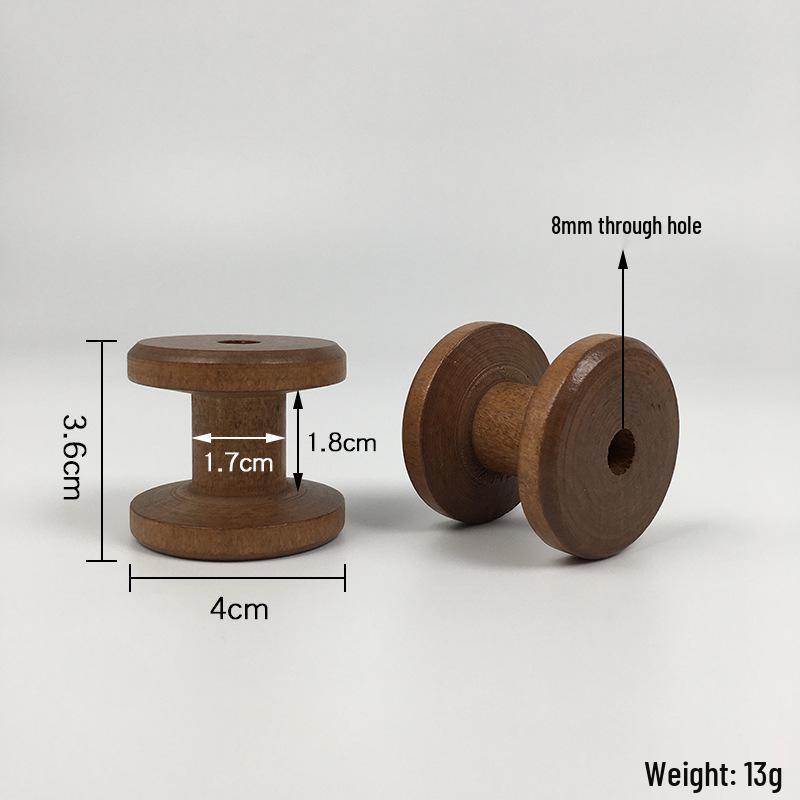 Retro Solid Wood Spool: Nostalgic Handmade Thread Organizer for Cross-Stitch and Crafting.