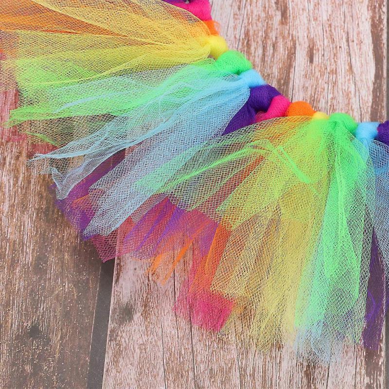 Pet Clothes Dog Gauze Skirt Rainbow Color Dress with 1Pcs Party Tutu