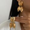 Ingemark Vintage Textured Leaf Stud Earrings for Women Charm Geometric Piercing Earring Fashion Party Banquet Jewelry Accessorie