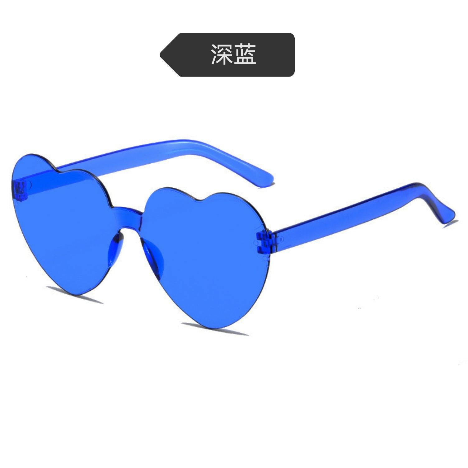 

Солнцезащитные очки Peach Heart Love Glasses Trend без оправы, цельные, с морской пленкой, ослепительные цветные солнцезащитные очки spot темно-синий