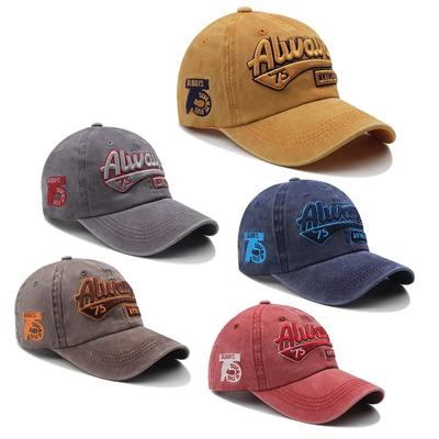2025 Spring/Summer Unisex Cotton Baseball Cap Vintage Washed with Alphabet  ALWAYS Embroidery - Hip-Hop Inspired Snapback Design