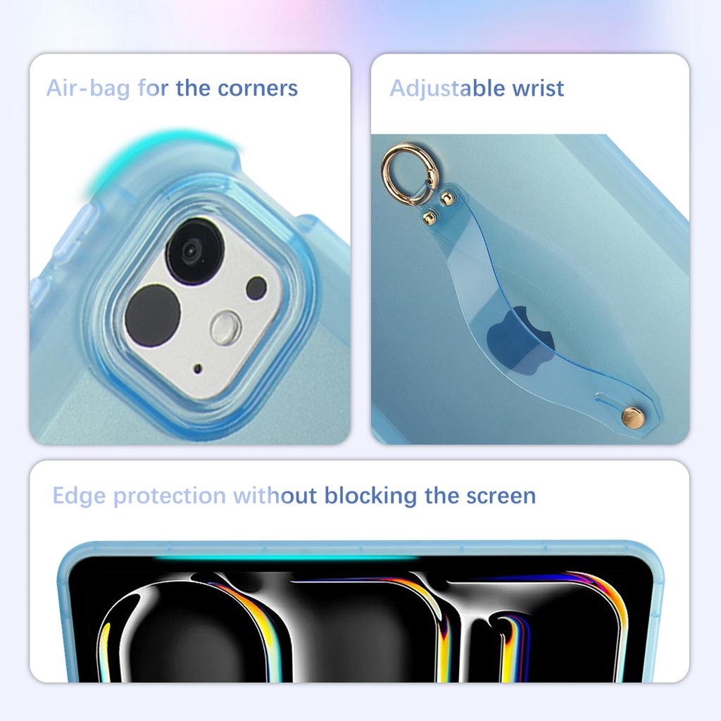 For iPad Pro 11 (2024) Case Shockproof TPU Tablet Cover with Wristband