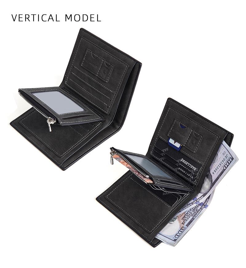 Trendy Men's Color Stripe Wallet with Logo, Card Holder, Zipper Pocket