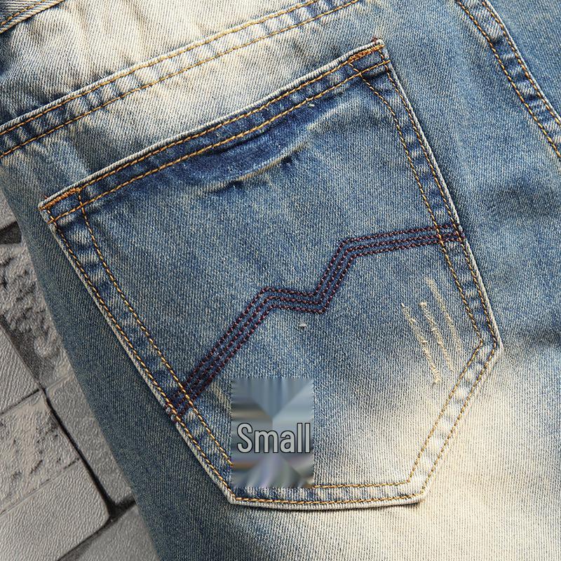 2025 Retro Washed Denim Jeans - Men's American High Street Style, PUNK Slim Fit, Straight Leg, Long Pants