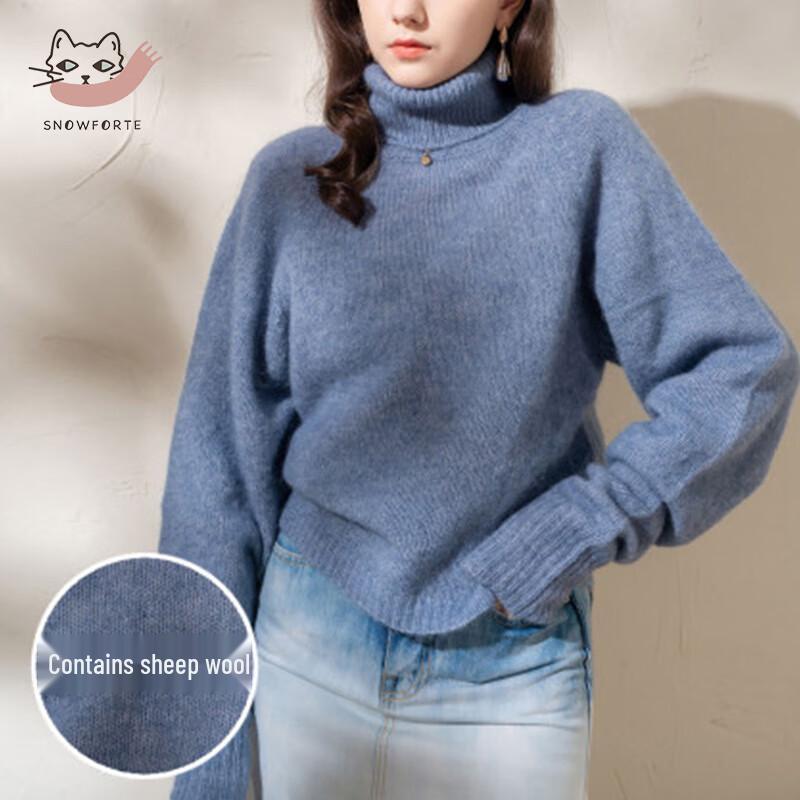 

Women s High-Neck Loose Knit Sweater One Size