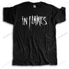 In Flames T-shirt z okrągłym dekoltem Szwedzki Zespół Metalowy Krótki Rękaw Czarny T-shirt Męski T-shirt Z Nadrukiem Bawełna T-shirt z Krótkim Rękawem Bawełna