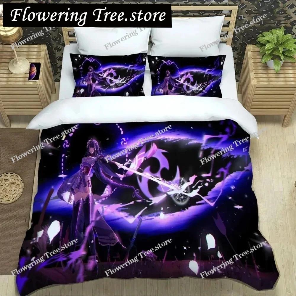 3D Anime Genshin Impact Bedding Set,Duvet Cover Comforter Bed Set Quilt Cover Pillowcase,King Queen Twin Size Boys Girls Adults