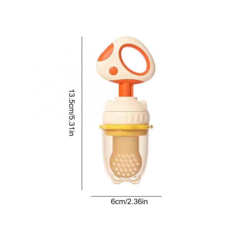 Baby Fruit Feeder Teething Rings for Infants | PP Silicone Pacifier with Dinosaur Mushroom Shape for Freezing Fruit and Breast Milk Popsicles