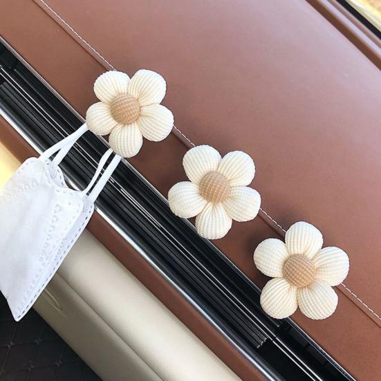 2/3Pcs Sweet Flower Shape Car Mini Hooks Dashboard Backseat Car Hanger Organizer Purse Earphone Charging Cable Adhesive Hooks