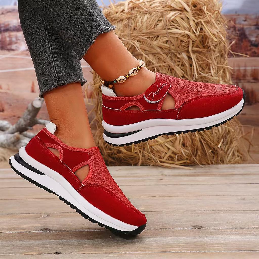 Fashion 2024 Summer New Outdoor Baotou Solid Color Comfortable Flats Shoes Women Sports Thick-soled Hollow Walking Casual Shoes