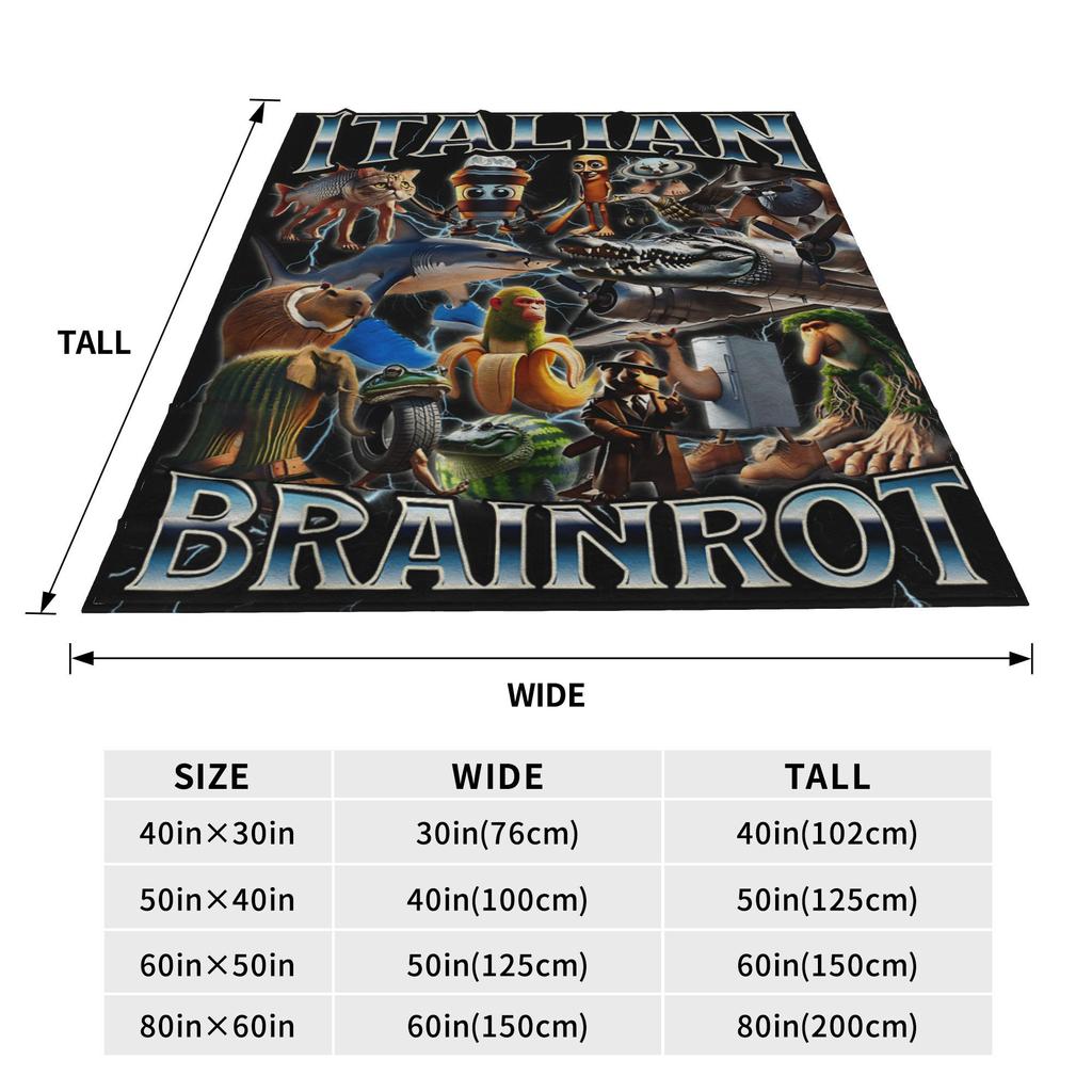 Italian Brainrot Meme Blanket Quality Warm Soft  Throw Blanket Winter Boy Girl Home Decor Funny Bedspread