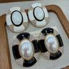 Retro Hong Kong Style Slightly Inlaid Zircon Enamel Glaze Large Earrings, Personality Trend Exaggerated Large Stud Earrings Fashion Earrings