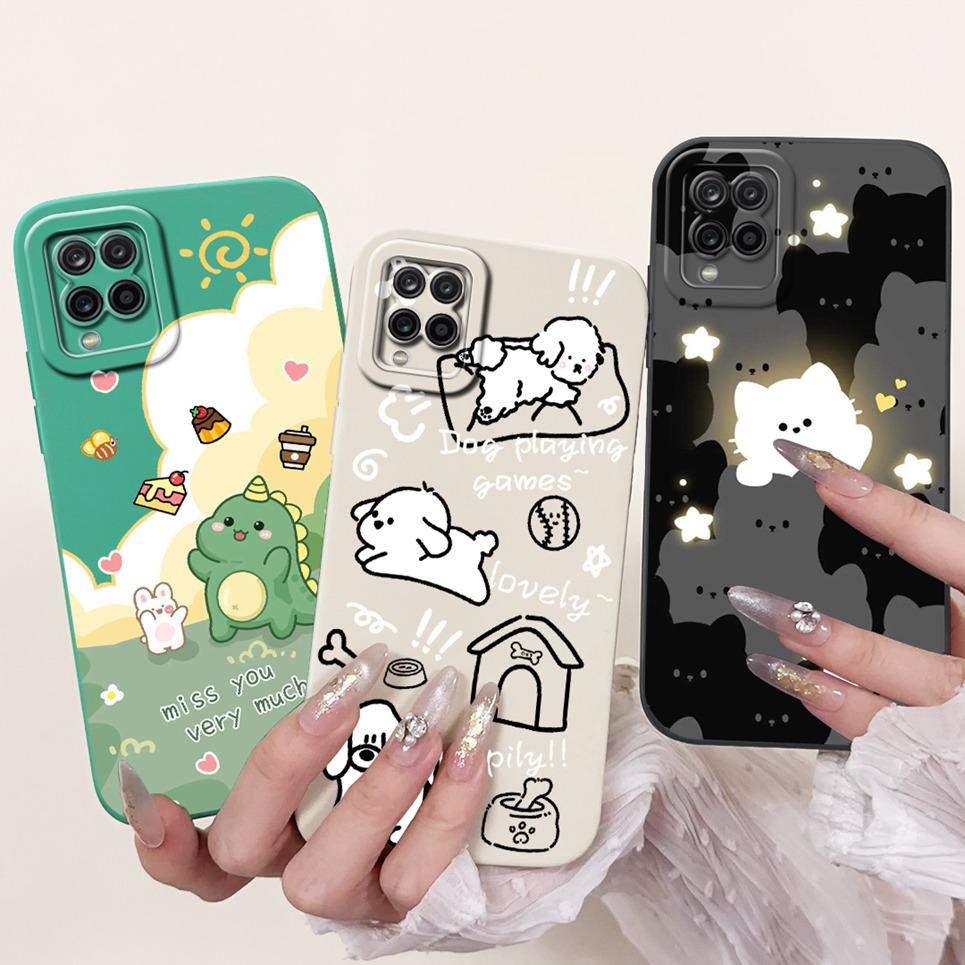 For Samsung Galaxy A22 4G 5G Phone Cases Cover Flower Rabbit Panda Avocado Soft Silicone Protective Bumper Samsung A225F A226B