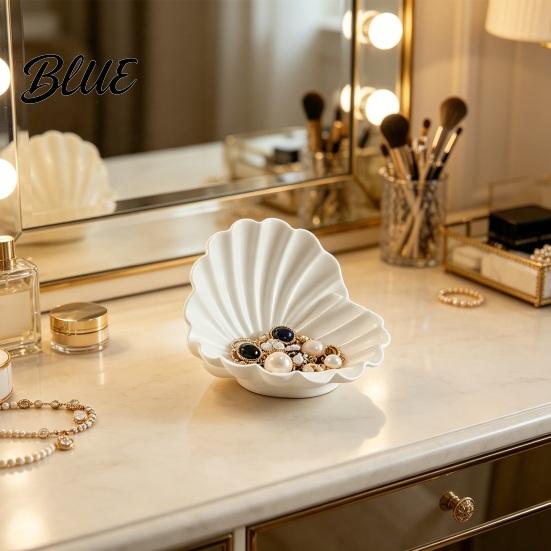 Decorative Jewelry Plate White Shell Dish, 3D Printed Holder, Creamy Dish Key Tray for Rings Earrings Necklaces