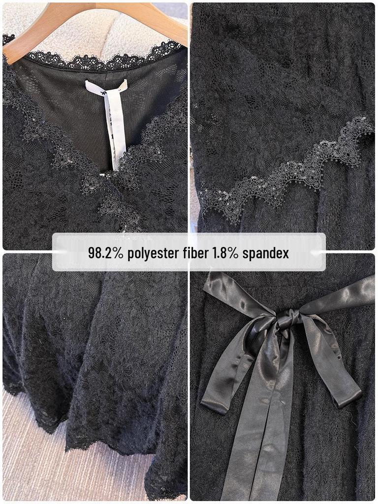 Plus Size Women's French Lace Dress, Long Sleeve, Waist-Cinched, Elegant and Slimming, Fits 130-300 Jin