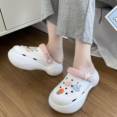 Thick-soled EVA  Women's Summer Outer Wear Muffin Bottom Bag Head Half Drag Non-slip Fashion Heightening Beach Cool Slippers