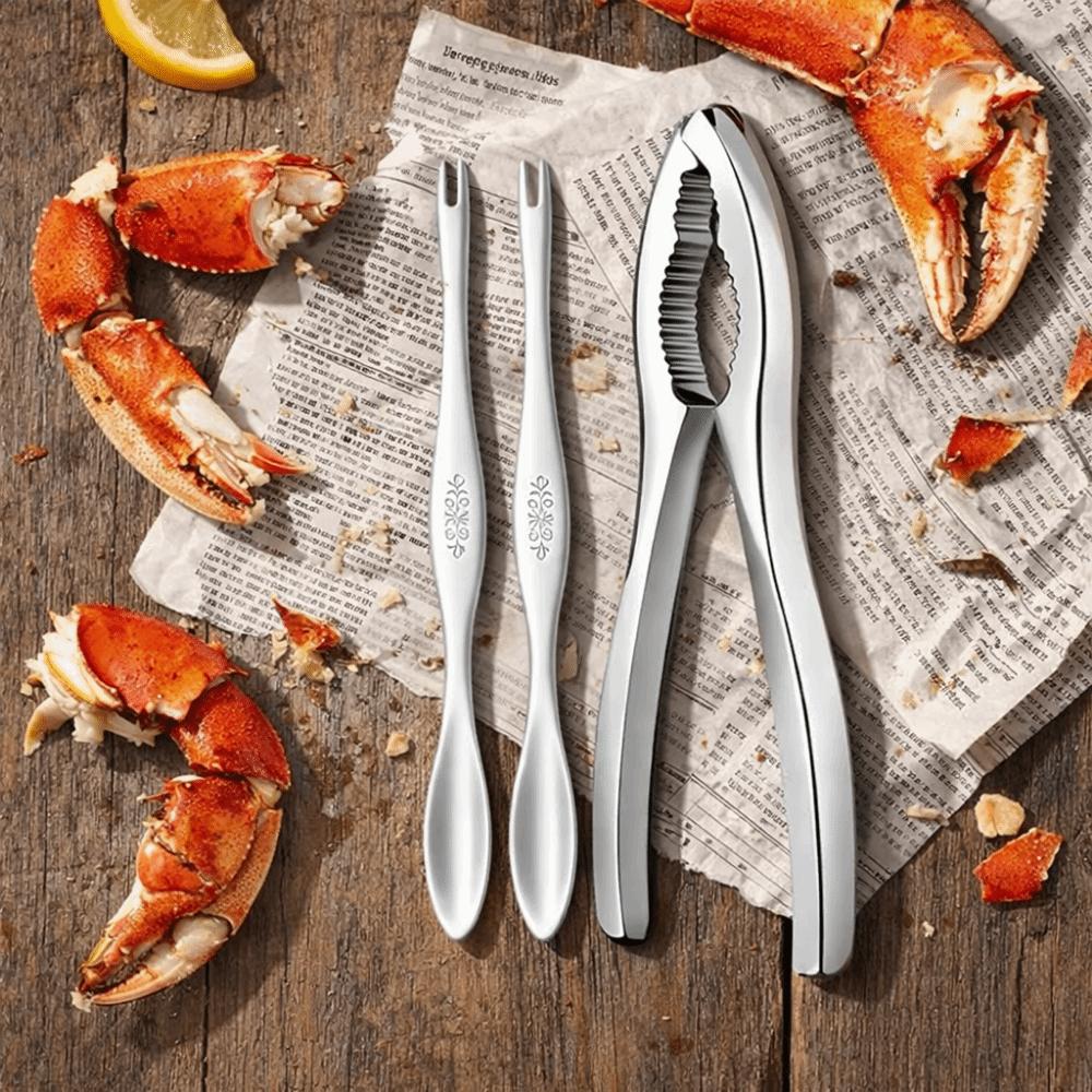 Juego de 3 Piezas de Rompehuesos y Pinchos para Langosta de Acero Inoxidable Herramientas Engrosadas Rompehuesos para Patas de Cangrejo Cocina