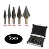 5-Piece Black & Yellow Pagoda Drill Bit Set with Triangular Handle and Straight Groove