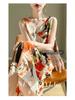 Silk Satin Women's V-neck Print Spaghetti Strap Maxi Dress - Summer 2025 Collection