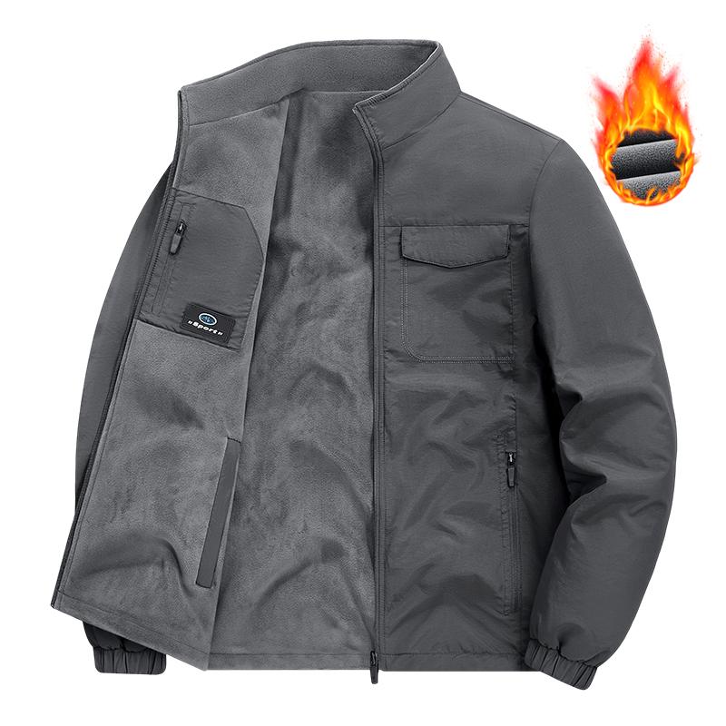 Herren Fleecejacke, Verdicktes Warmes Lässiges Oberteil, Wendbare Jacke für Herren, Baumwollmantel