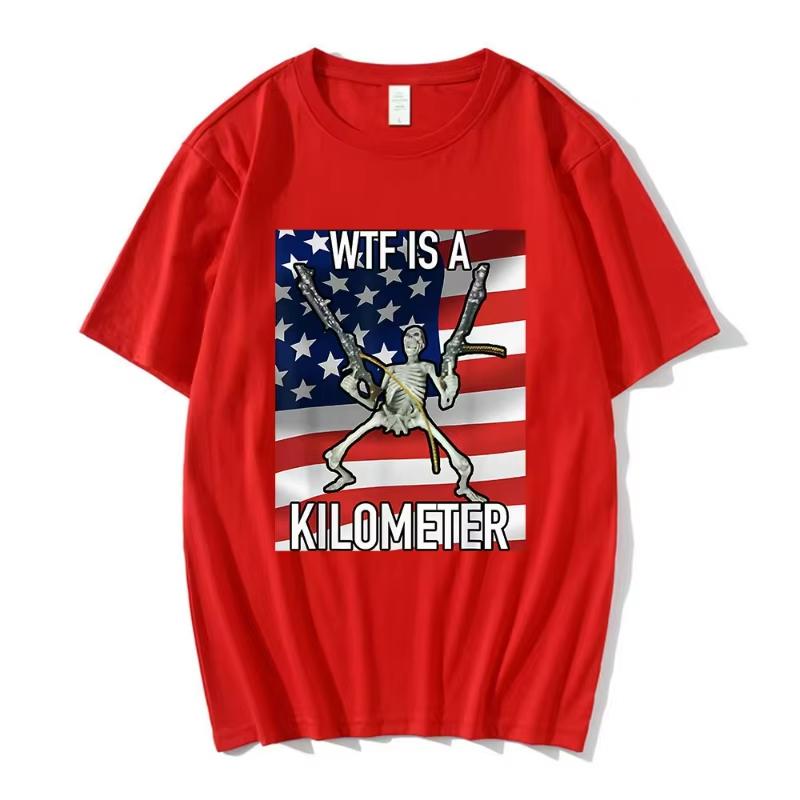 WTF Is A Kilometer Horror Funny Skeleton Meme T Shirt Women Fashion Hip Hop Tshirt Casual Short Sleeve Oversized T Shirt M