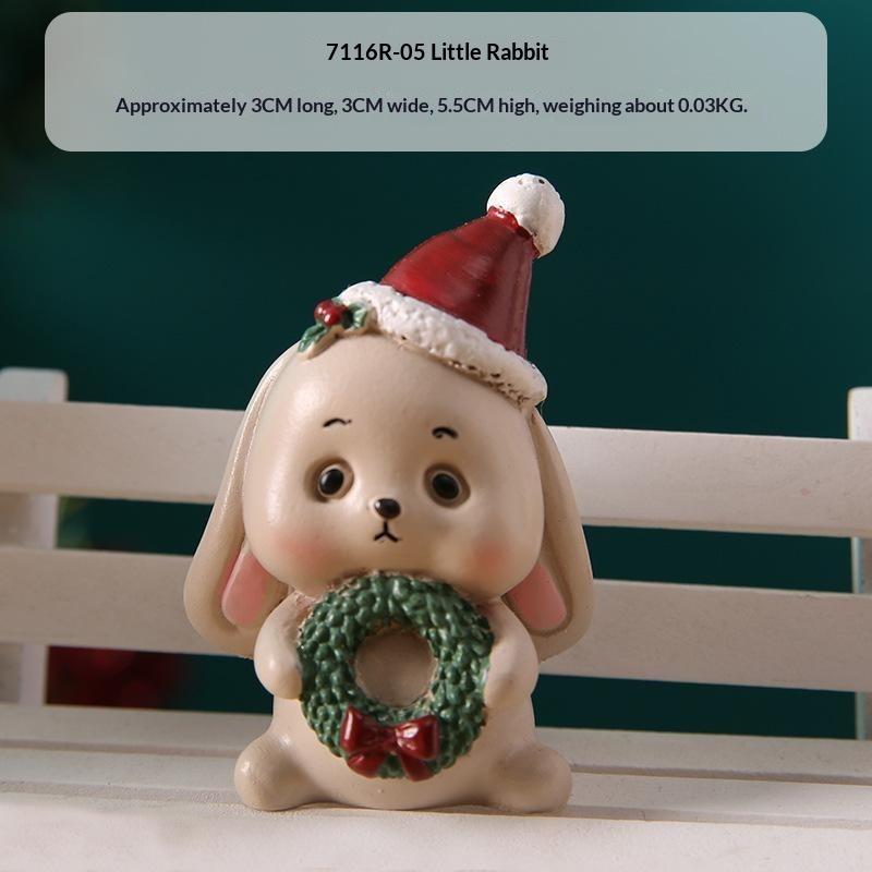 Cute Christmas Resin Animal Craft Mini Creative Ornament for Xmas Tree Party Decor Holiday Souvenir Friend Gift