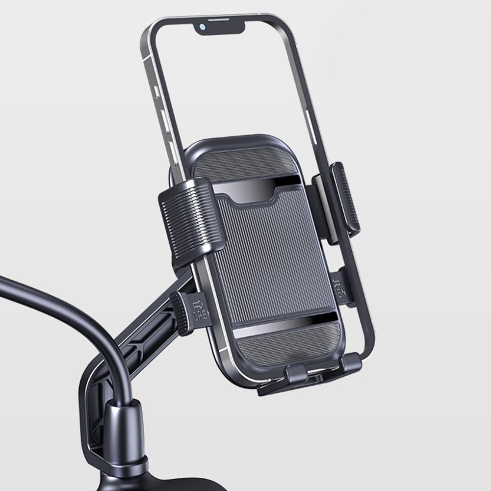 Motorcycle Navigation Phone Holder 360 Degree Adjustable Bracket for Safety Black rearview