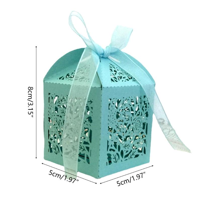 50Pcs Cookie Packing Box Valentines Day Candies Packaging Box Decorations Treat Boxes Presents Box Hollow Out Candy Box