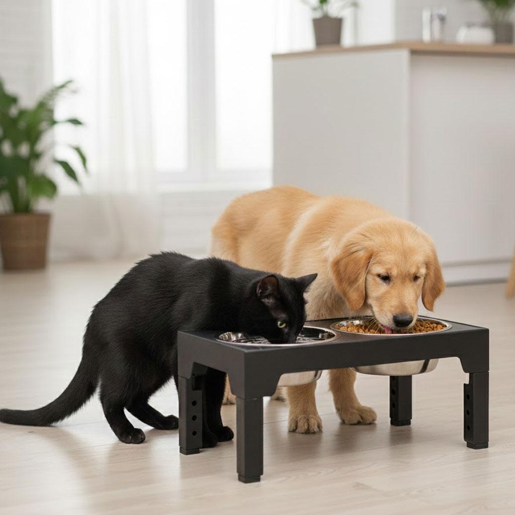 No-Spill Stainless Steel Slow Feeder for Large Dogs | Raised Stand Pet Feeding Station with Anti-Gulping Function