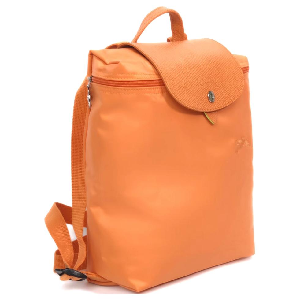 Longchamp Le Pliage Green 26 Einfarbig Druckknopf Reißverschluss Recycelter Canvas mit Lederbesatz Rucksack Damen Rucksack Orange 1699919P54