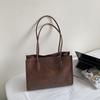 Structured Leather Tote Bag with Long Handle Large Capacity Everyday Fashion Shoulder Bag