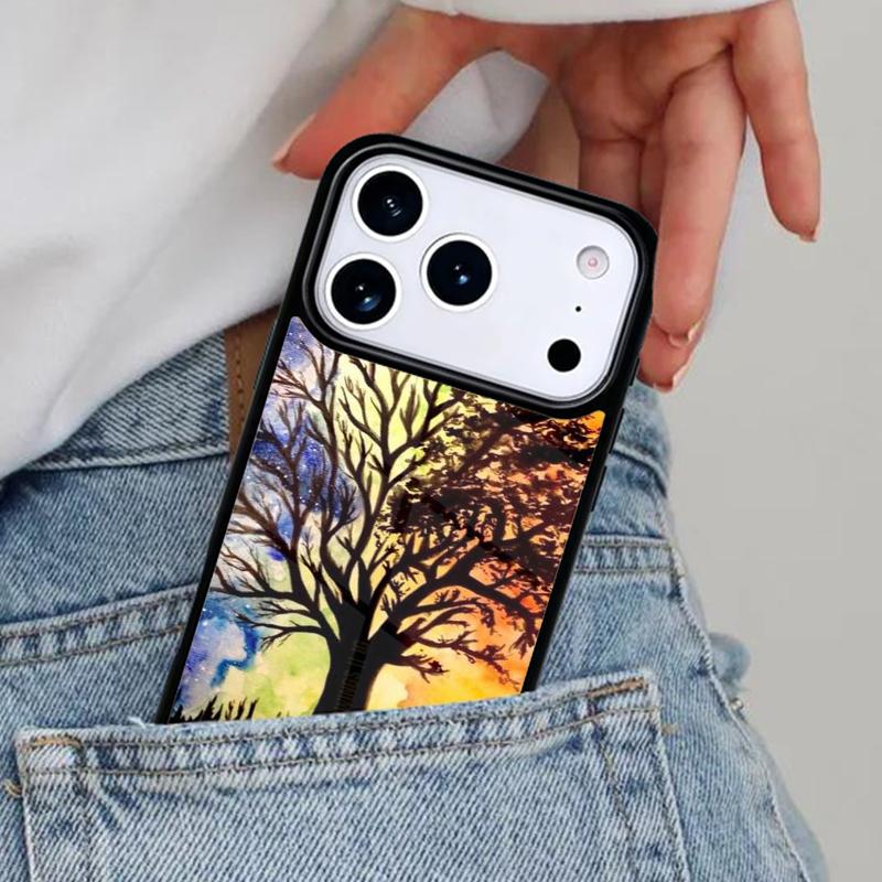 Day Night Tree Phone Case for iPhone 16e 15 14 13 12 17 Pro Max Plus Air 17pro Cover Coque