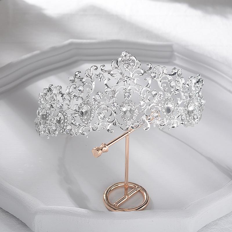 New Korean Style Glass Diamond Large Crown Forest Style Bridal Headwear Photo Studio Wedding Accessories