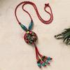 New Forest handmade ceramic necklace, women's retro versatile sweater chain simple long accessories pendant