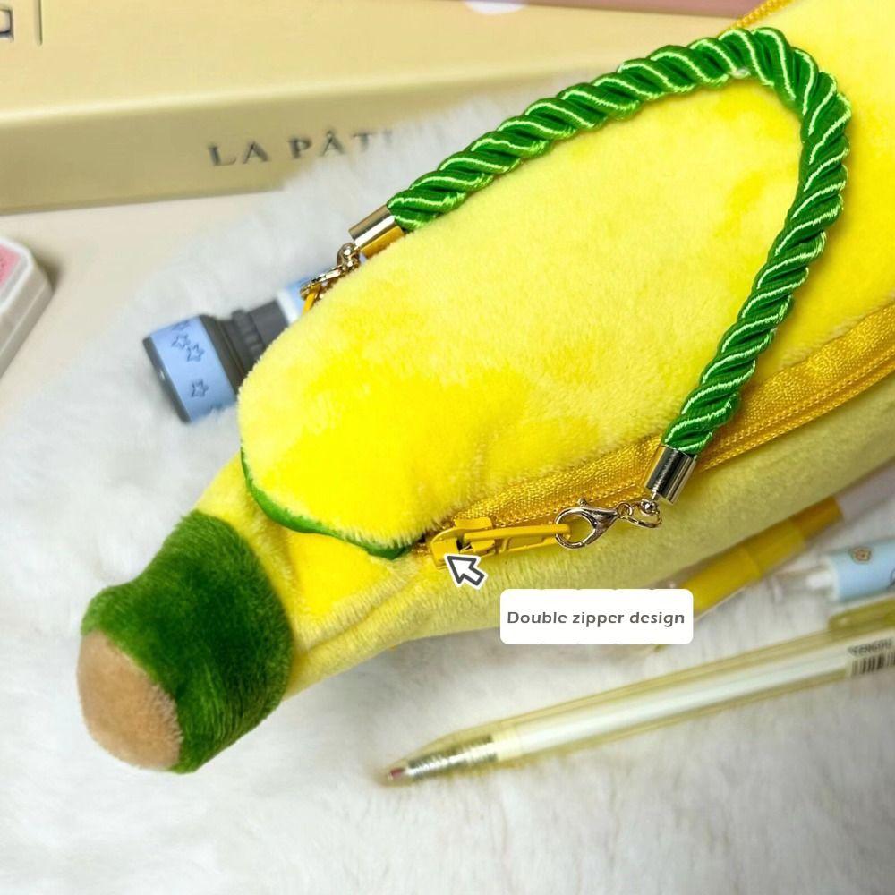 Banana Shape Pen Bag Large Capacity Stationery Storage Bag Multi-functional Pencil Case  Gift
