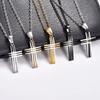 Stainless Steel Hollow Lines Pendant Metal Chain Neck Jewelry Fashion Cross Pendant Necklace  Men