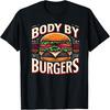 Funny Fast Food Graphic T-Shirt Featuring Body by Burgers Design for Food Lovers and Casual Wear Black