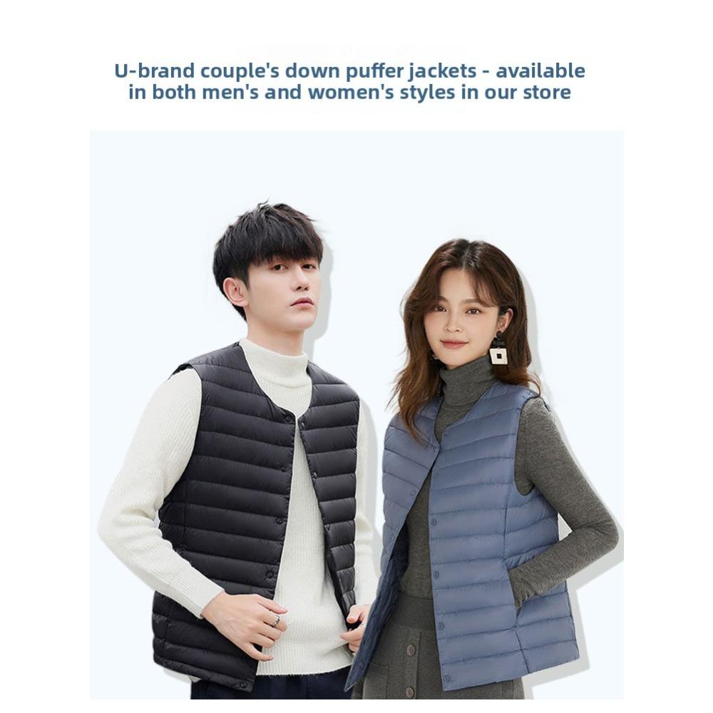 Women Collarless Down Vest Lightweight V Neck Warm Inner Liner Plus Size