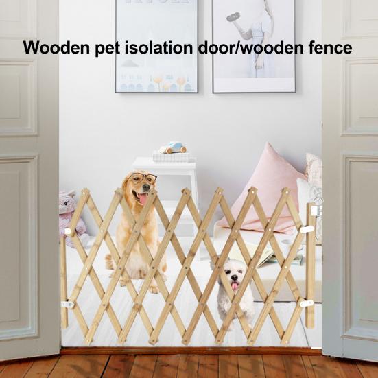 Wooden Dog Gate Pet Safety Fence Door Indoor Outdoor Pet Barrier Adjustable Dog Door Enclosure for Small Animals Puppies