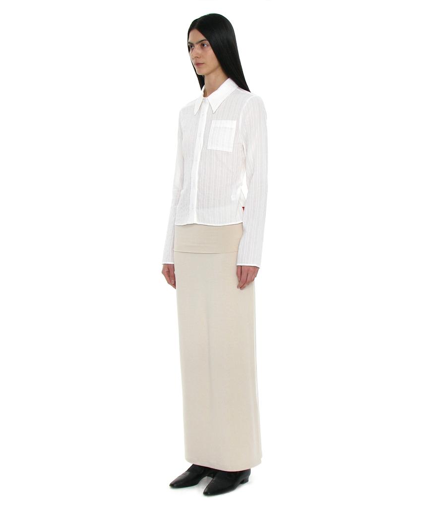 Partimento Woman Pwc Folding Waist Jersey Maxi Skirt_Ivory