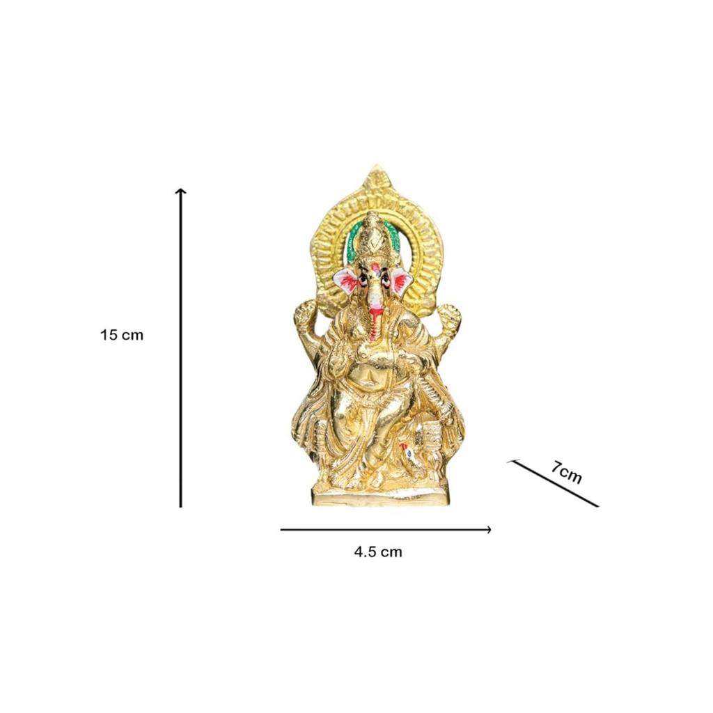 Lord Ganesh Idol, Ganpati Bappa Statue, For Home Temple Decor, Brass - 15 Cm
