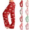 Damen Weihnachtsdruck Hose, Lässige Pyjamahose ohne und ohne Taschen
