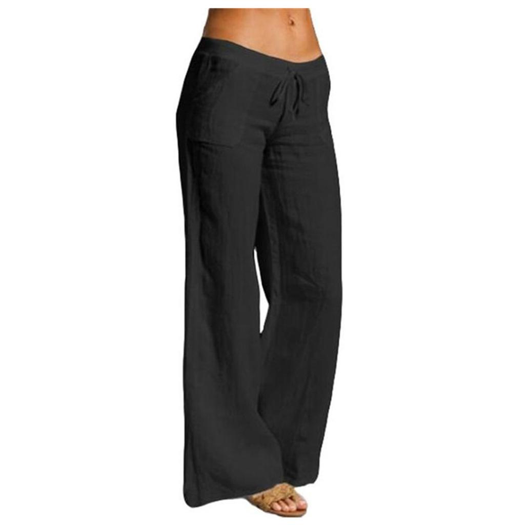 Women's Fashionable And Sexy Solid Color Comfortable And Breathable Mid-waist Wide-leg Casual Trousers