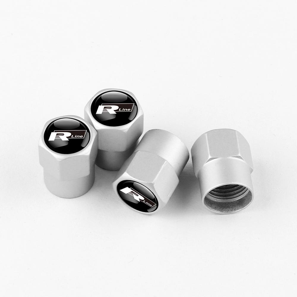 W23Aluminum Tire Valve Caps Dustproof Car Tyre Wheel Stem Air Valve Cover For R Volkswagen VW Tiguan Touran CC T-ROC Golf Polo GTI