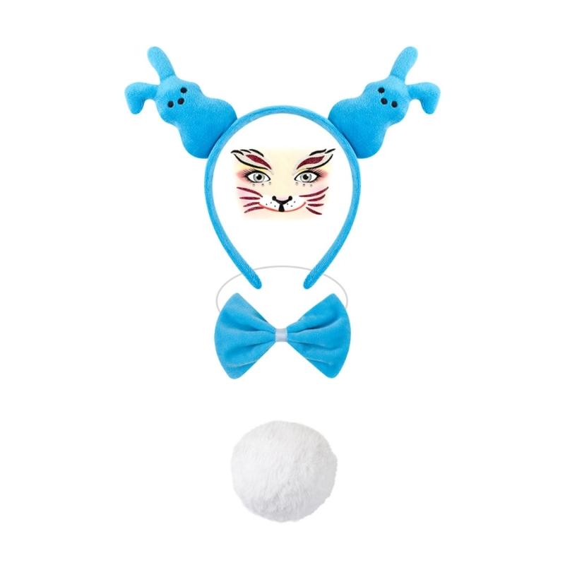 1/3/4/5Pcs Women's Bunnies Costume Accessories Set Rabbit Ears Headband Bowtie Rabbit Tail Tutu Skirt for Easter Party