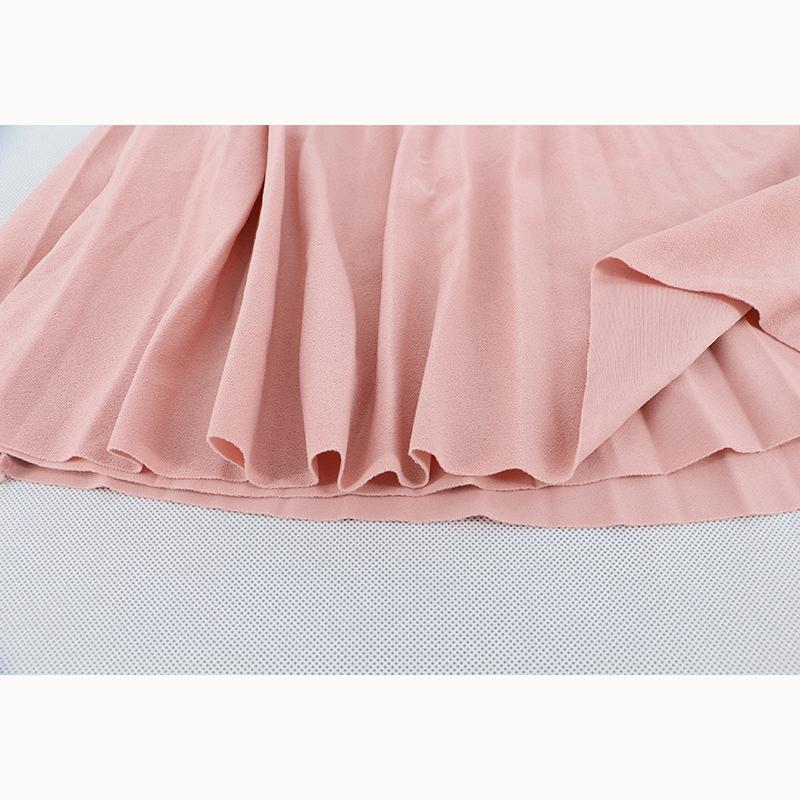 Frühlings- und Sommer-Chiffon-Rock, mittellanger Faltenrock, elastisch, hohe Taille, schmale Passform, lockerer Rock