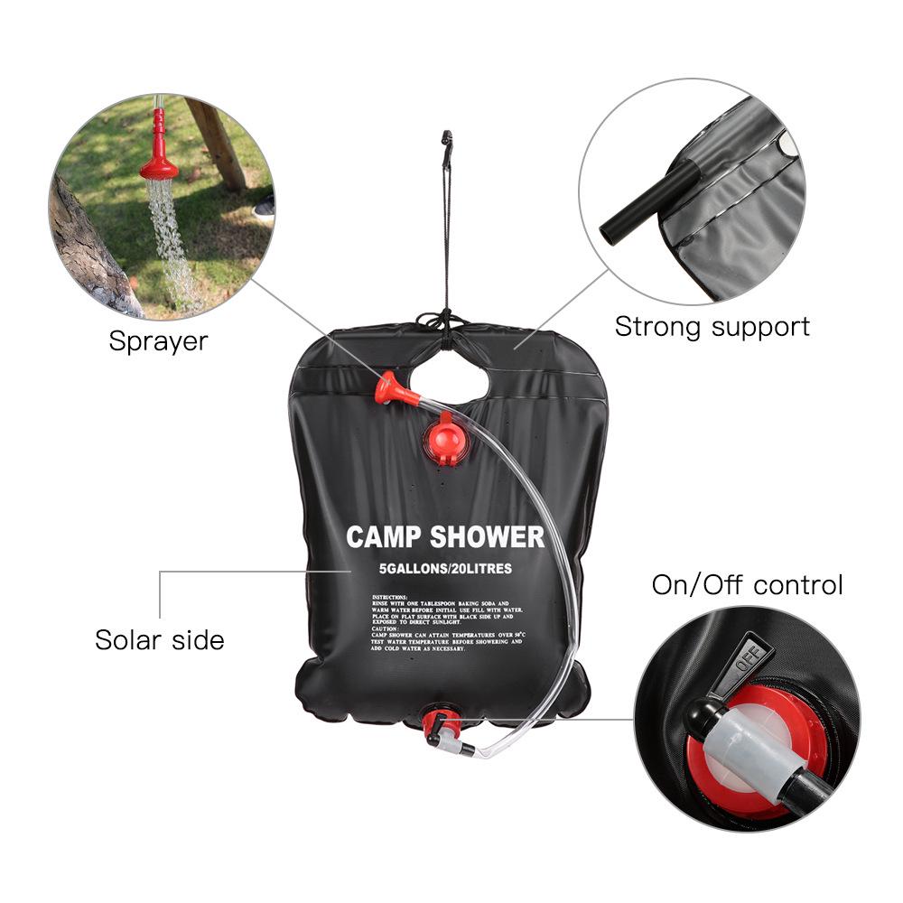 Solar Camping Shower Bag - Portable Outdoor PVC Water Storage, 20L/40L Capacity for Bathing