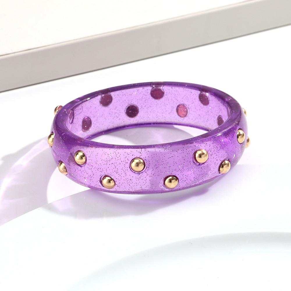 Glitter Metal Studded Bangle Adjustable Statement Bracelet Vintage Wide Bangle Women